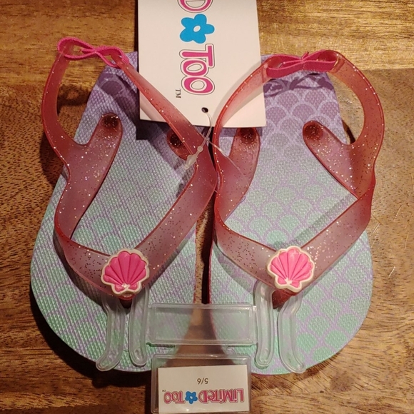 NWT 2/$15 Limited Too Mermaid Flip Flops - Picture 1 of 4